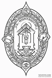 A linework tattoo of the u.a. high school log... - эскиз тату (№1750716393_0, 23.06.2025 22:06) — Tatufoto.com