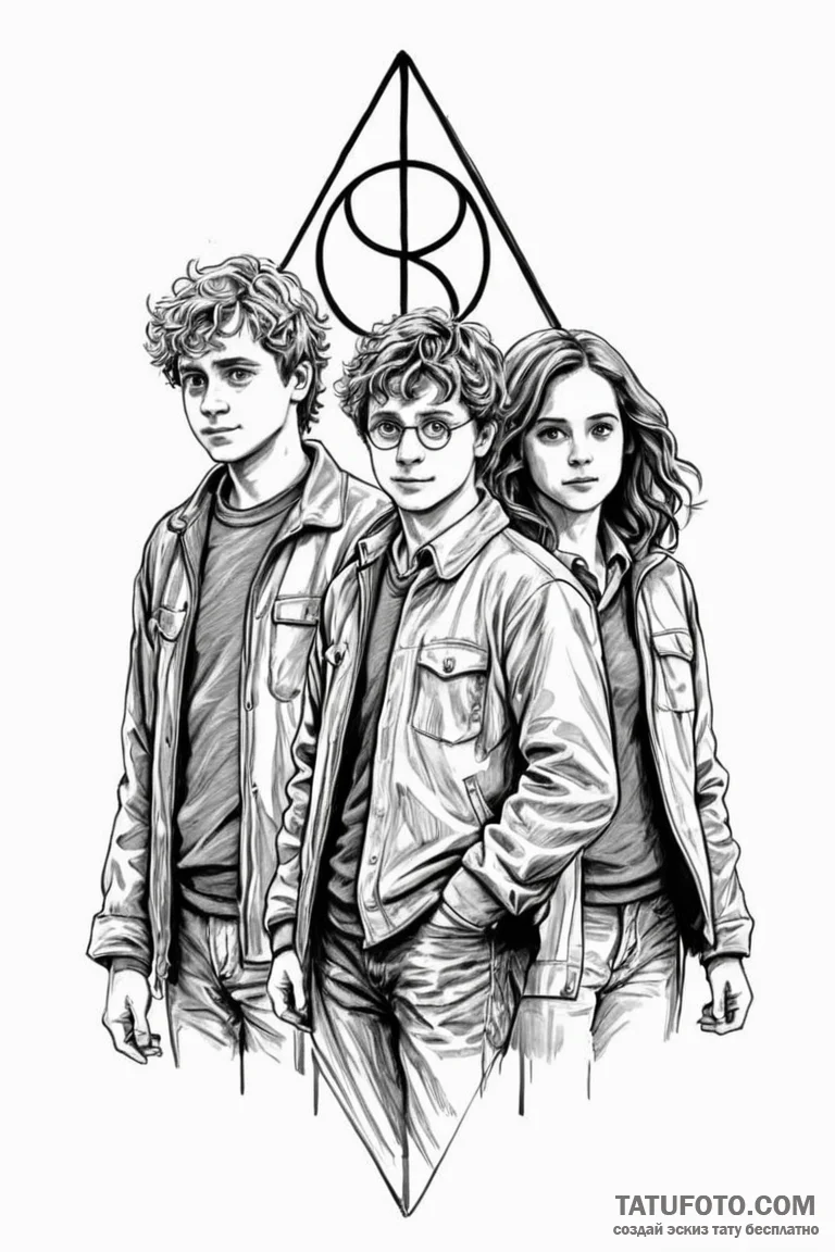 A sketch of the golden trio: harry, ron, and... - эскиз тату (№1750717640_1, 23.06.2025 22:27) — Tatufoto.com