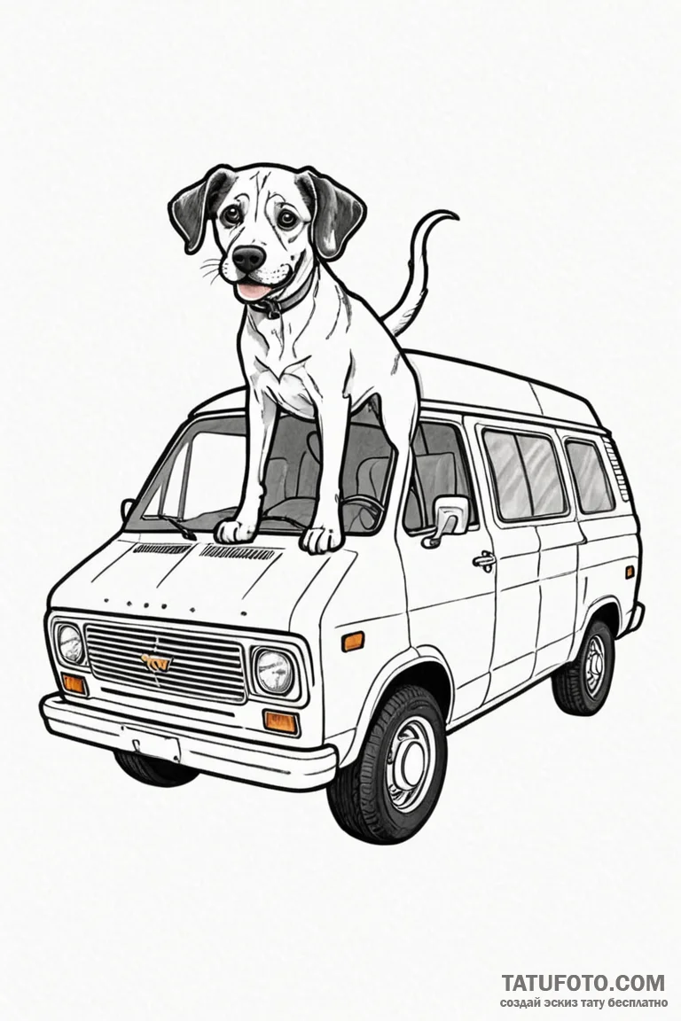 A linework tattoo of the "mutt cutts" van fro... - эскиз тату (№1750717716_0, 23.06.2025 22:28) — Tatufoto.com