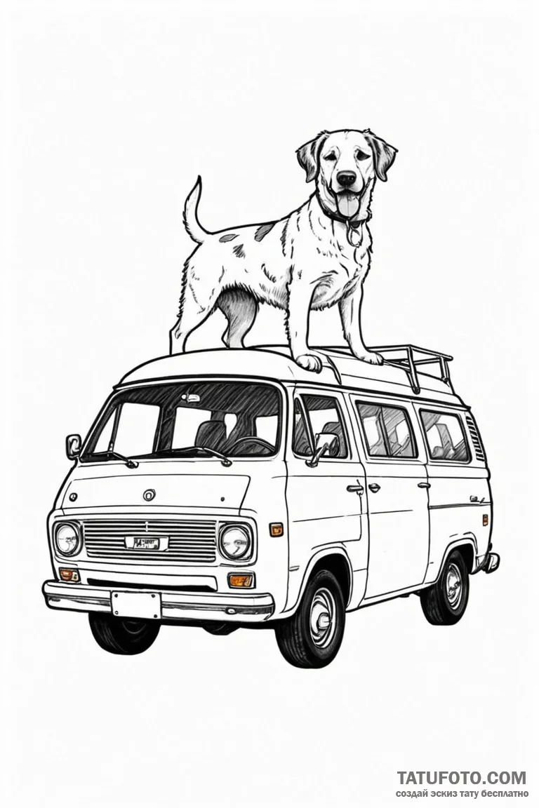 A linework tattoo of the "mutt cutts" van fro... - эскиз тату (№1750717716_1, 23.06.2025 22:28) — Tatufoto.com