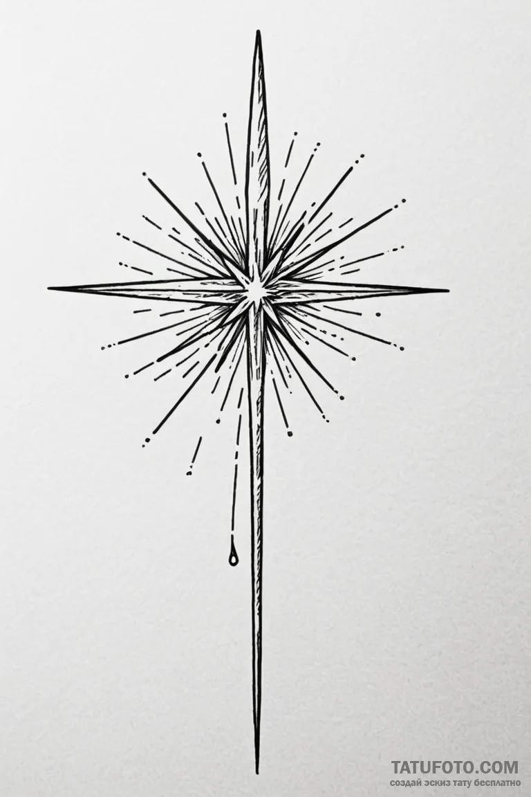 A linework tattoo of a simple magic wand with... - эскиз тату (№1750718564_0, 23.06.2025 22:42) — Tatufoto.com