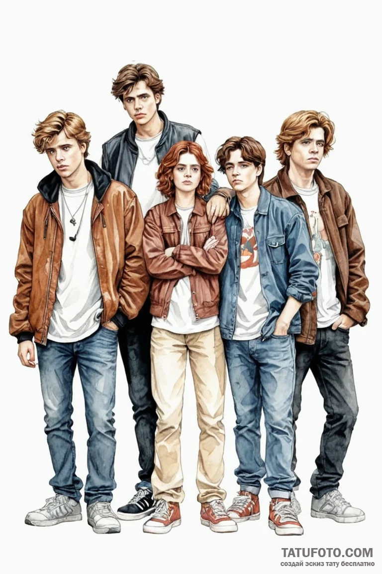 A watercolor tattoo of the main characters fr... - эскиз тату (№1750719463_1, 23.06.2025 22:57) — Tatufoto.com