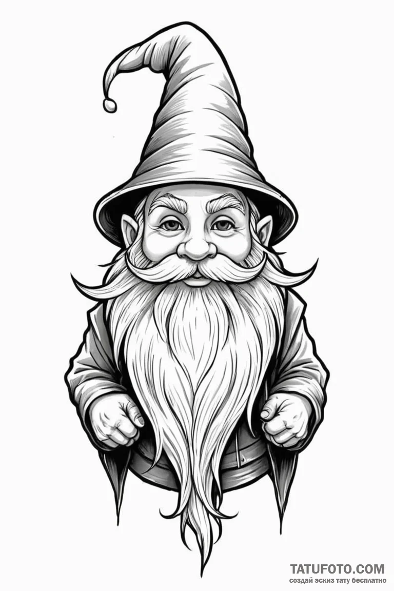 A neo-traditional tattoo of a gnome, with a l... - эскиз тату (№1750721109_0, 23.06.2025 23:25) — Tatufoto.com