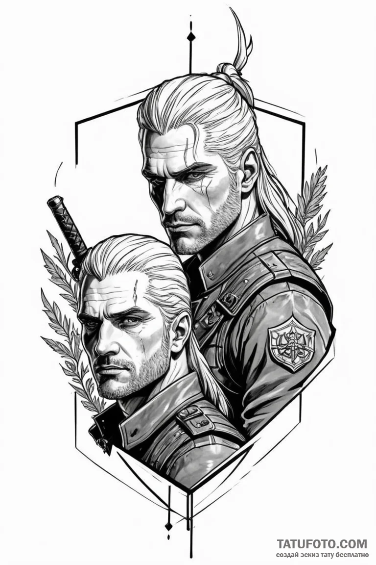 A neo-traditional tattoo of geralt and jaskie... - эскиз тату (№1750721251_1, 23.06.2025 23:27) — Tatufoto.com