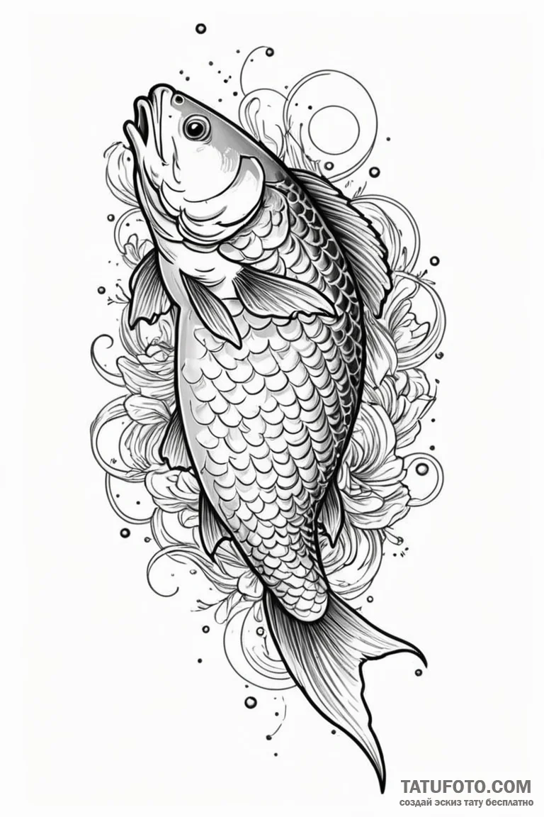 Carp - эскиз тату (№1750722177_0, 23.06.2025 23:42) — Tatufoto.com
