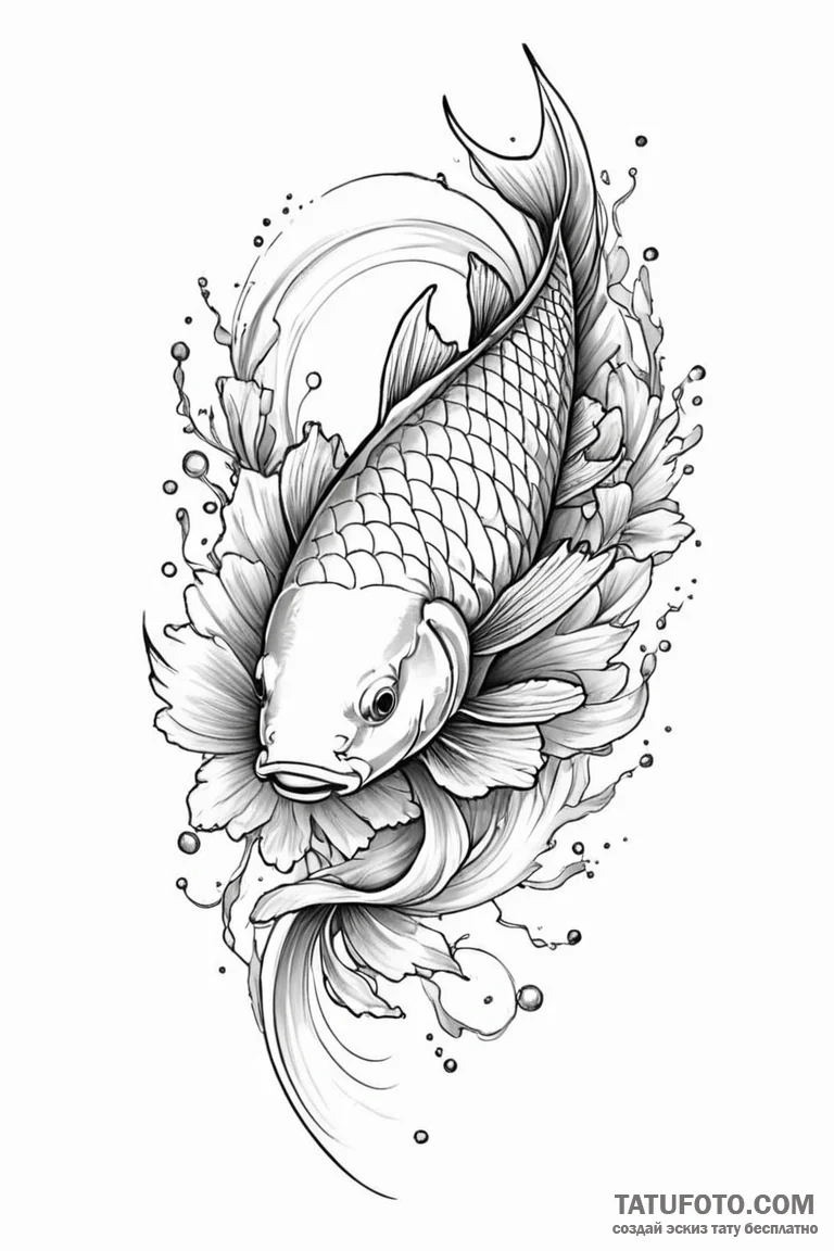 Carp - эскиз тату (№1750722177_1, 23.06.2025 23:42) — Tatufoto.com
