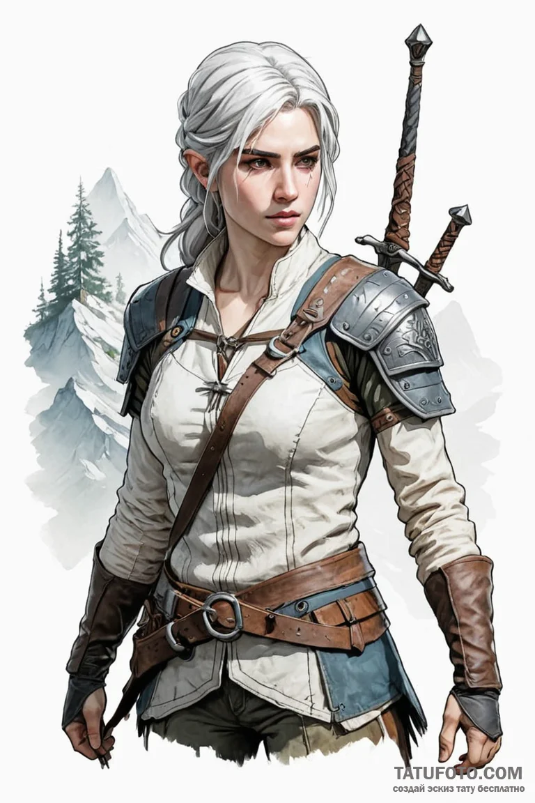 A sketch of ciri training at kaer morhen, det... - эскиз тату (№1750723157_0, 23.06.2025 23:59) — Tatufoto.com
