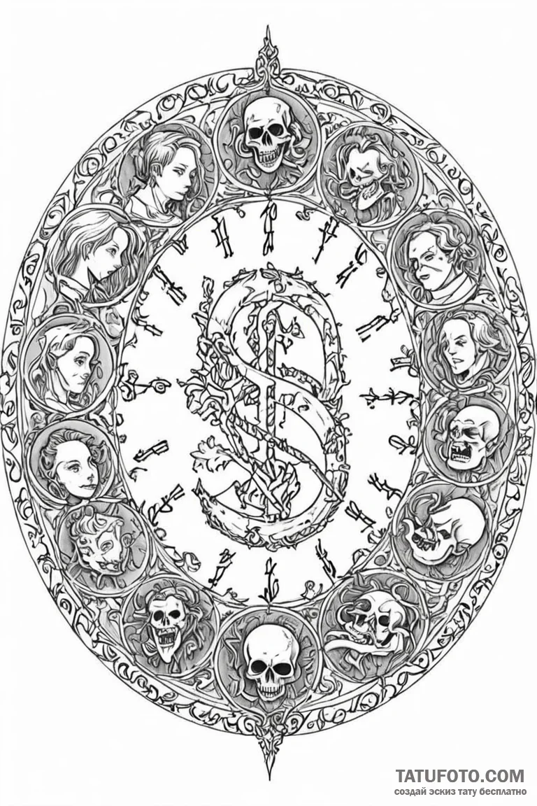 A linework tattoo of the seven deadly sins wr... - эскиз тату (№1750724732_1, 24.06.2025 00:25) — Tatufoto.com