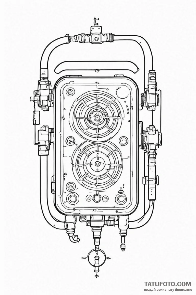 127. a linework sketch of the flux capacitor,... - эскиз тату (№1750724884_1, 24.06.2025 00:28) — Tatufoto.com