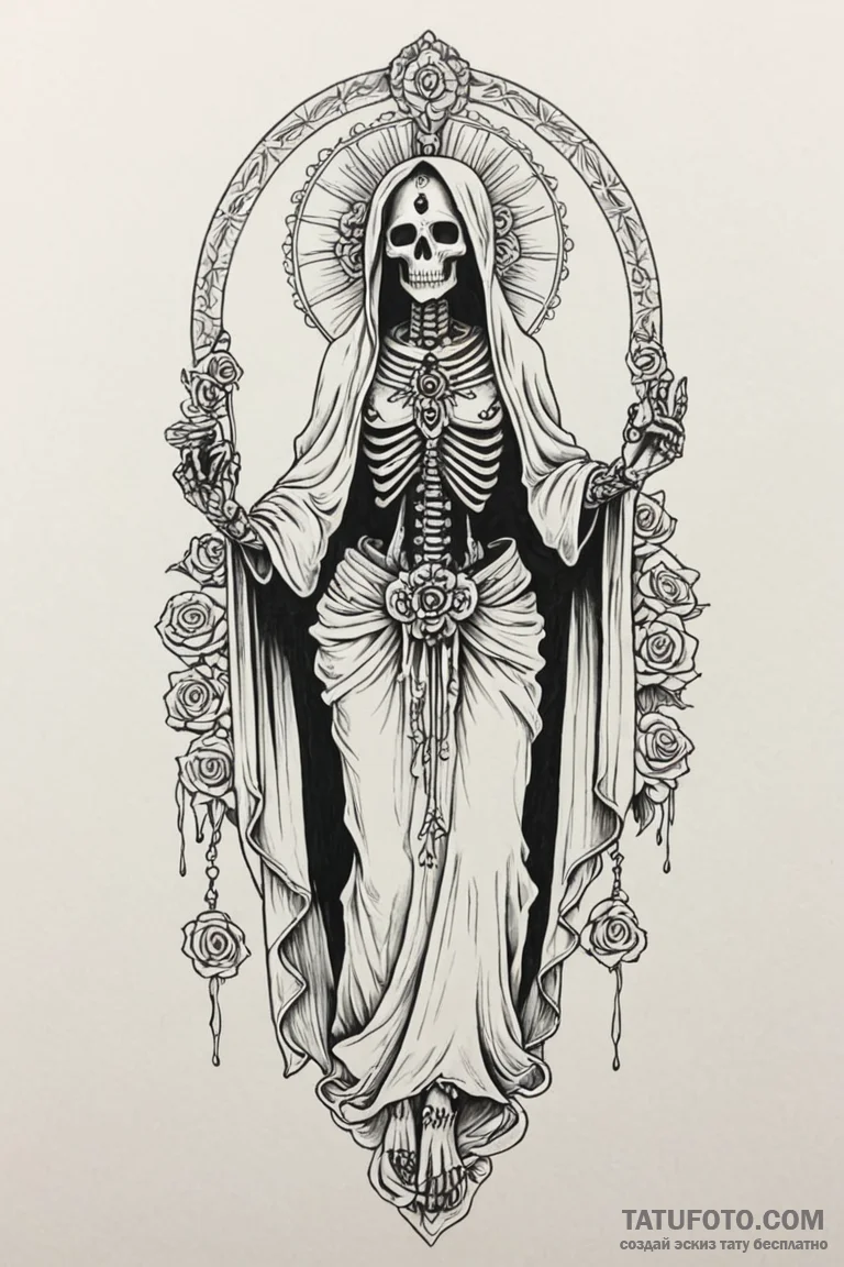 Santa muerte - эскиз тату (№1750726524_0, 24.06.2025 00:55) — Tatufoto.com