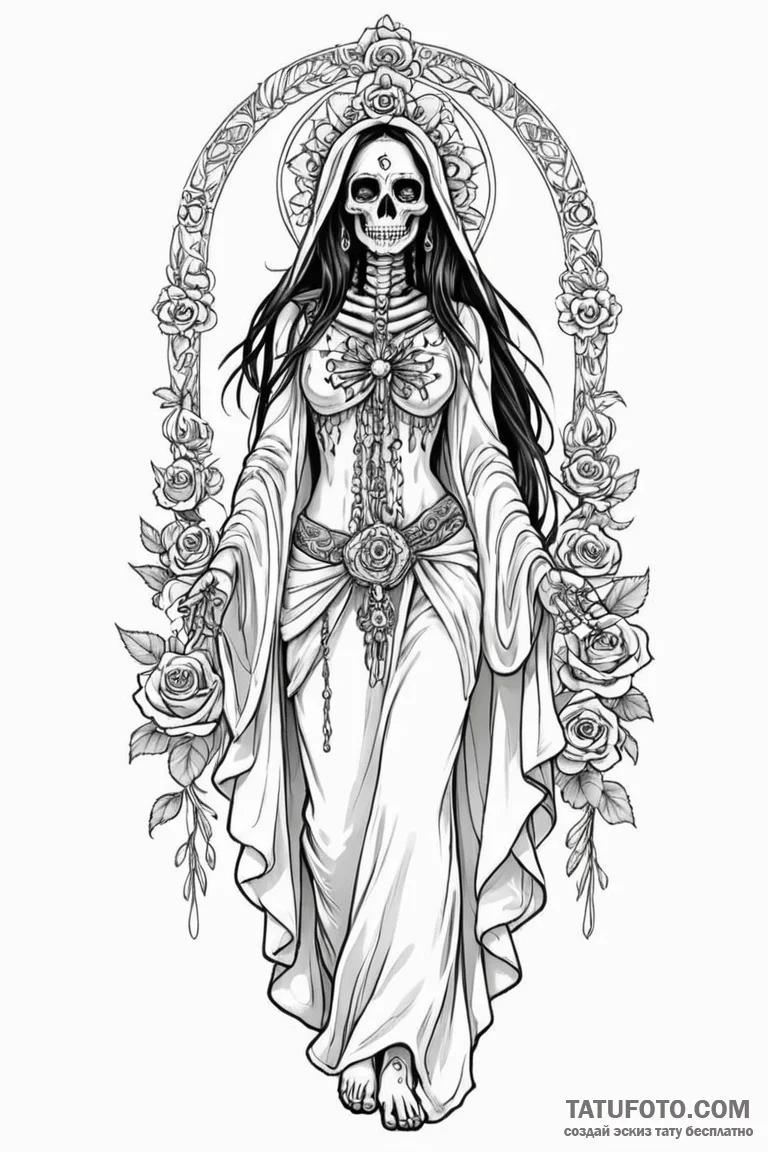 Santa muerte - эскиз тату (№1750726524_1, 24.06.2025 00:55) — Tatufoto.com
