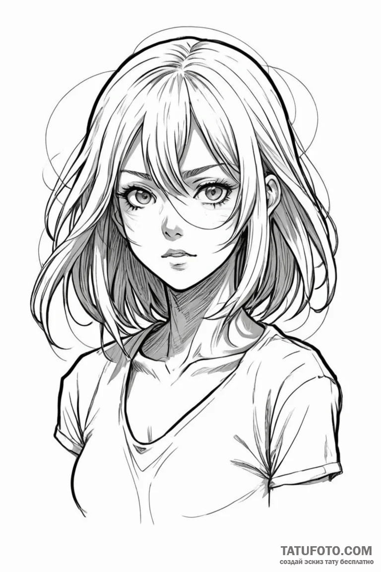 A sketch of makima from chainsaw man, with he... - эскиз тату (№1750726664_0, 24.06.2025 00:57) — Tatufoto.com