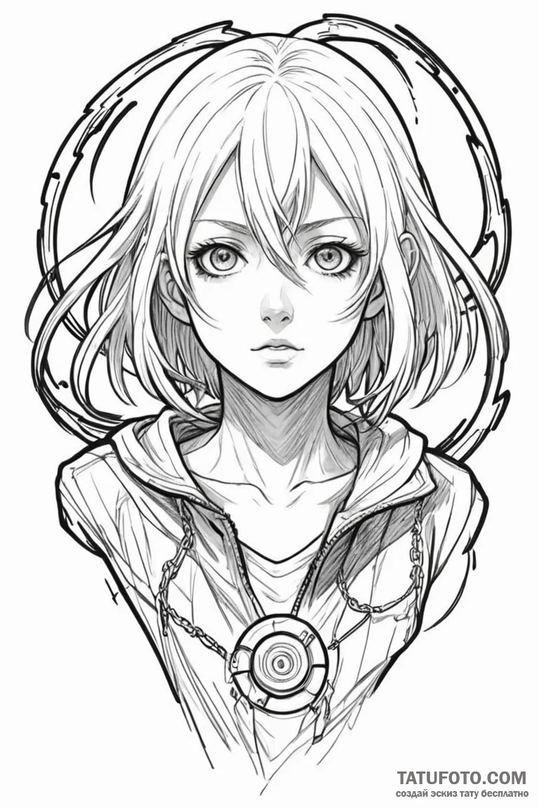 A sketch of makima from chainsaw man, with he... - эскиз тату (№1750726664_1, 24.06.2025 00:57) — Tatufoto.com