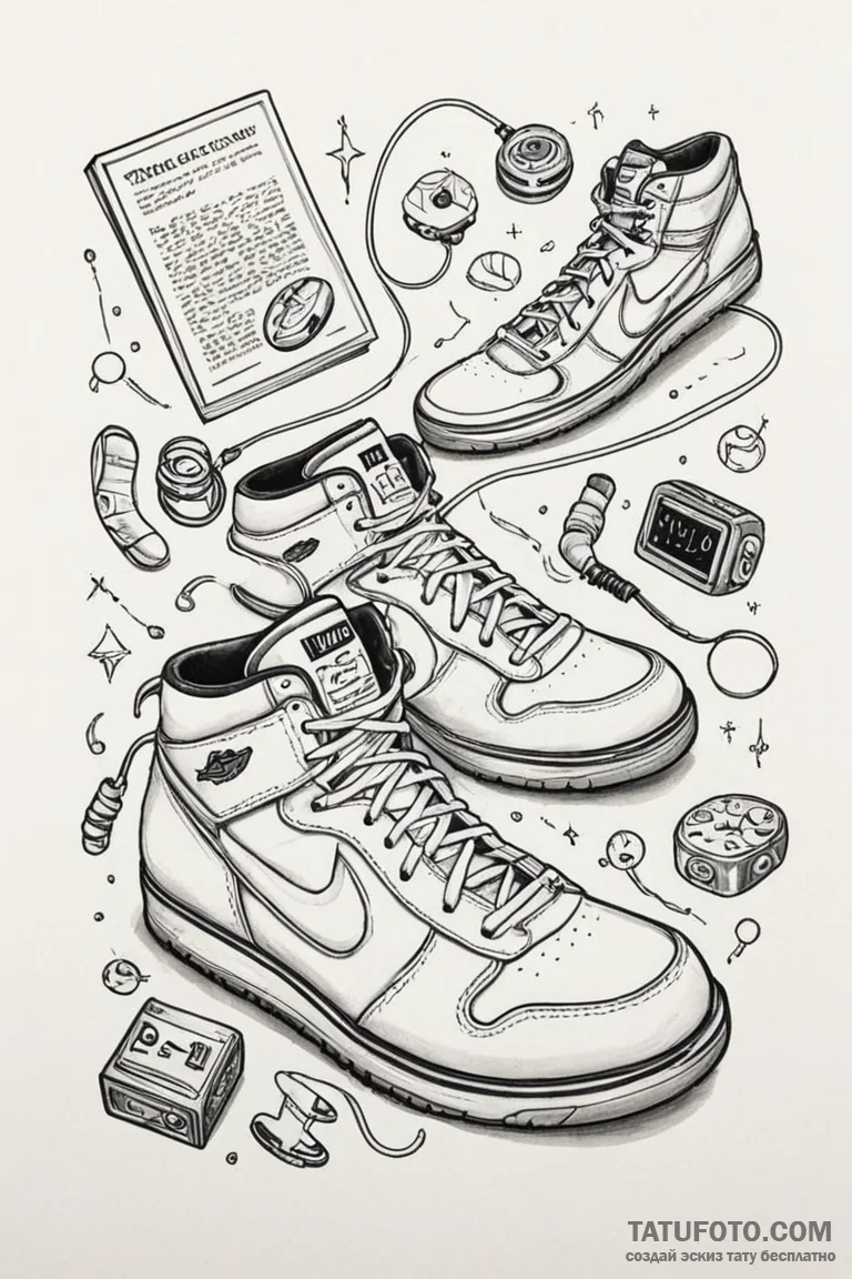 A tattoo flash sheet of items: the sports alm... - эскиз тату (№1750727623_1, 24.06.2025 01:13) — Tatufoto.com