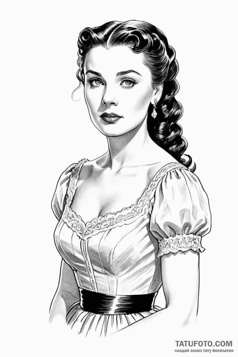 A graphic novel portrait of scarlett o'hara f... - эскиз тату (№1750728557_1, 24.06.2025 01:29) — Tatufoto.com