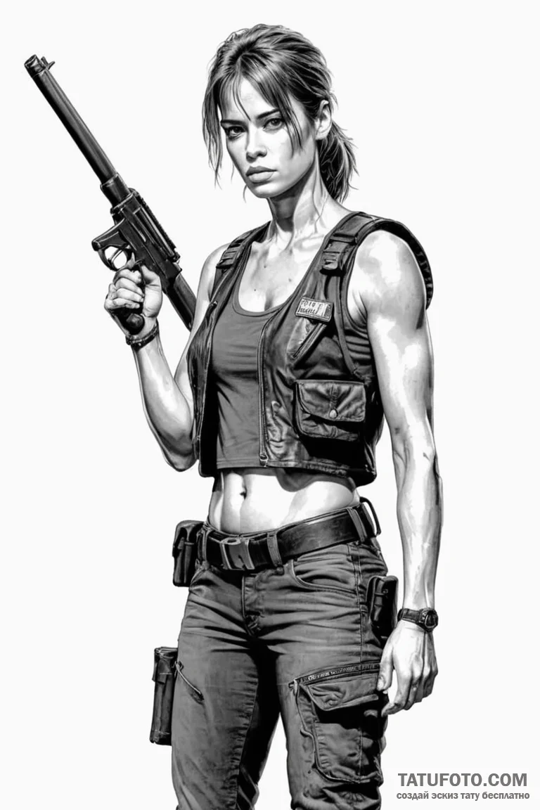 123. a sketch of sarah connor from t2, strong... - эскиз тату (№1750729462_1, 24.06.2025 01:44) — Tatufoto.com