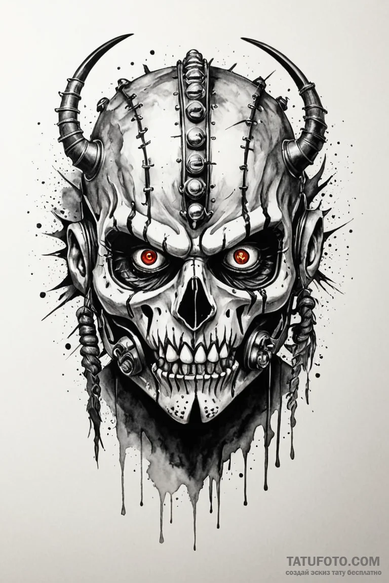 Trash polka tattoo of immortan joe's mask fro... - эскиз тату (№1750730333_1, 24.06.2025 01:58) — Tatufoto.com