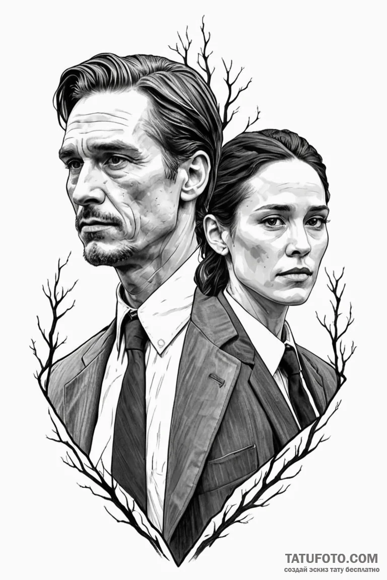 A neo-traditional portrait of the main charac... - эскиз тату (№1750731998_0, 24.06.2025 02:26) — Tatufoto.com