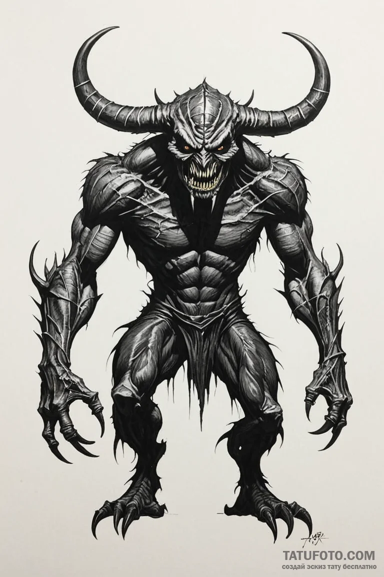 A sketch of the titular monster from jeepers... - эскиз тату (№1750733762_0, 24.06.2025 02:56) — Tatufoto.com
