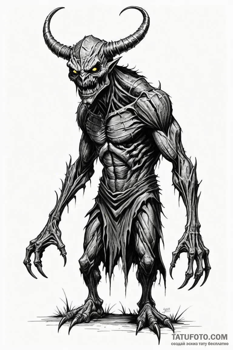 A sketch of the titular monster from jeepers... - эскиз тату (№1750733762_1, 24.06.2025 02:56) — Tatufoto.com