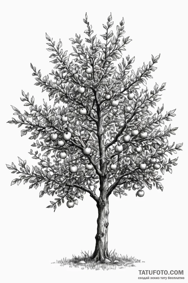 Apple tree - эскиз тату (№1750735767_0, 24.06.2025 03:29) — Tatufoto.com