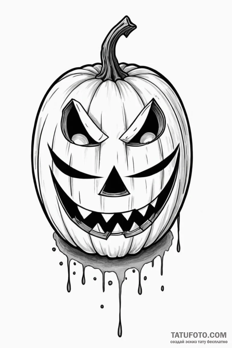 A neo-traditional tattoo of a jack-o'-lantern... - эскиз тату (№1750736678_0, 24.06.2025 03:44) — Tatufoto.com