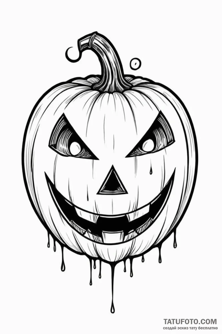 A neo-traditional tattoo of a jack-o'-lantern... - эскиз тату (№1750736678_1, 24.06.2025 03:44) — Tatufoto.com