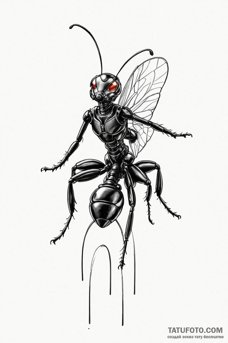 A sketch of ant-man riding an ant, - эскиз тату (№1750737550_0, 24.06.2025 03:59) — Tatufoto.com