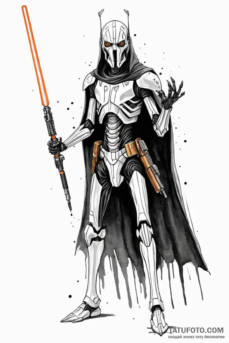 Trash polka sketch of general grievous with h... - эскиз тату (№1750738409_0, 24.06.2025 04:13) — Tatufoto.com