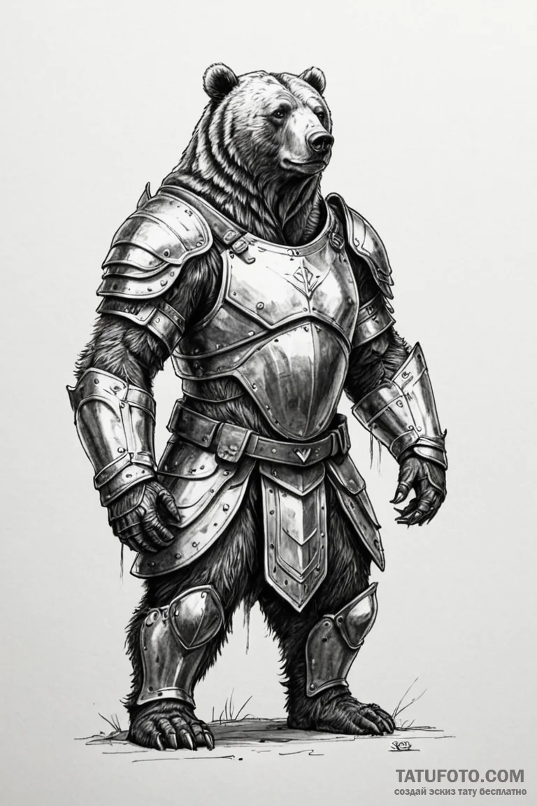 A sketch of an armored bear (panserbjørne) li... - эскиз тату (№1750740921_1, 24.06.2025 04:55) — Tatufoto.com