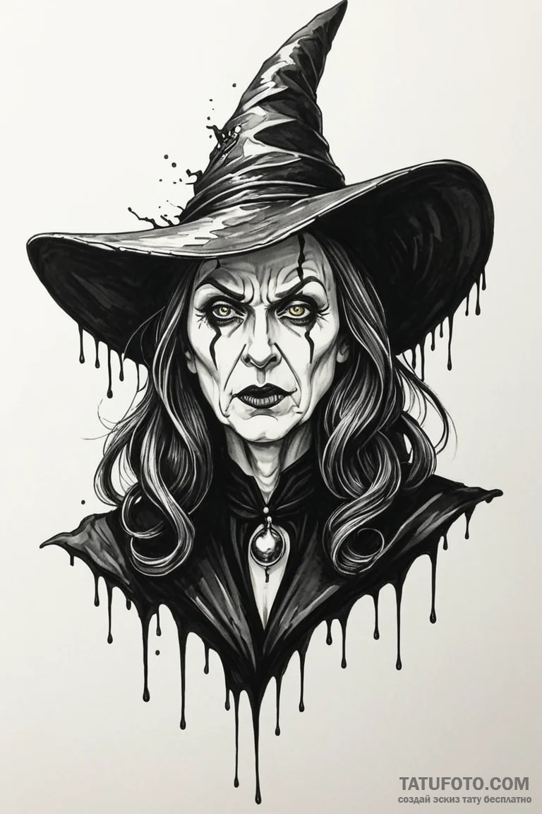 A sketch of the wicked witch of the west, mel... - эскиз тату (№1750742901_0, 24.06.2025 05:28) — Tatufoto.com