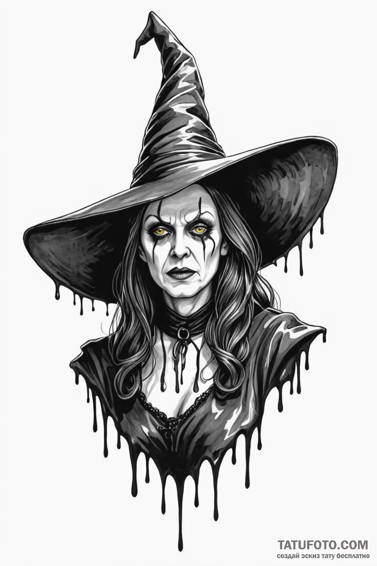A sketch of the wicked witch of the west, mel... - эскиз тату (№1750742901_1, 24.06.2025 05:28) — Tatufoto.com