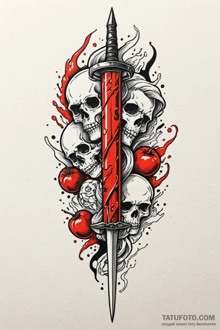 Dark blade in eternal ice, tattoo flash sheet... - эскиз тату (№1750744780_0, 24.06.2025 05:59) — Tatufoto.com