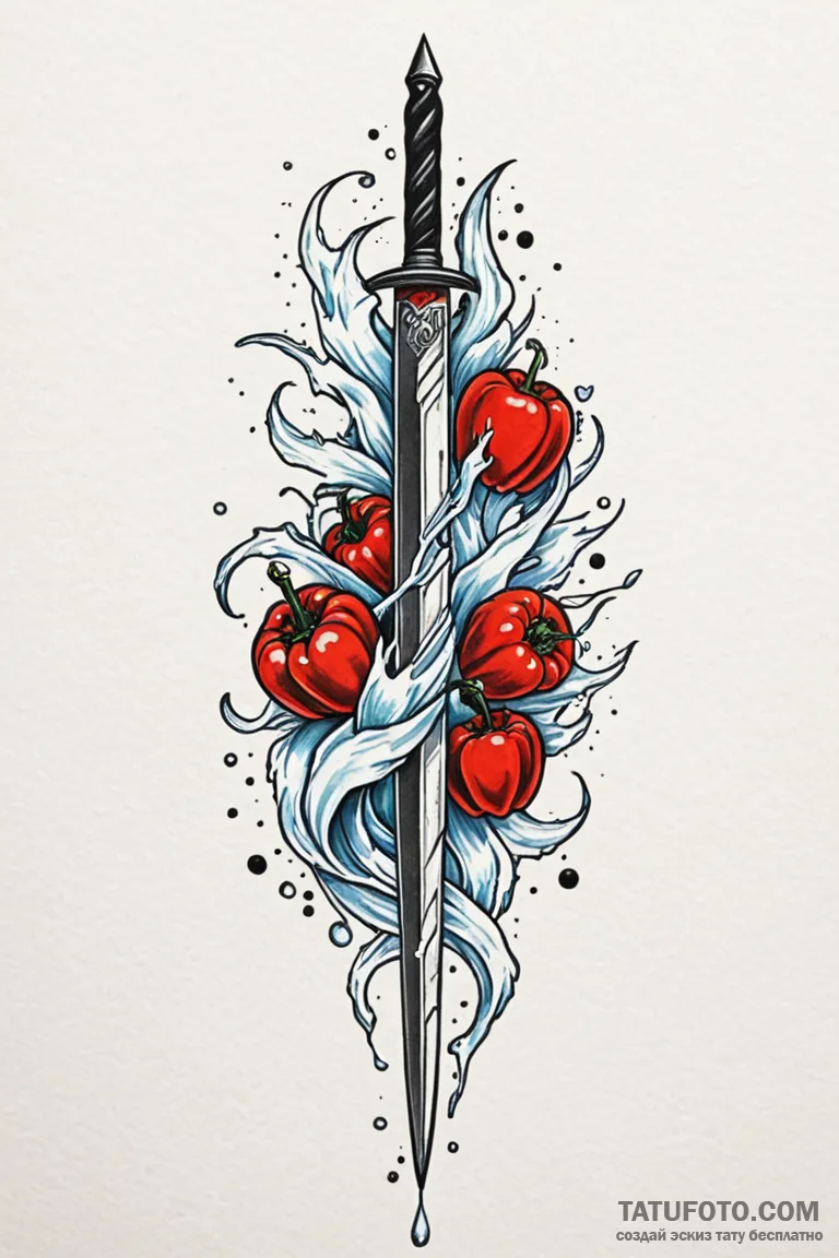 Dark blade in eternal ice, tattoo flash sheet... - эскиз тату (№1750744780_1, 24.06.2025 05:59) — Tatufoto.com