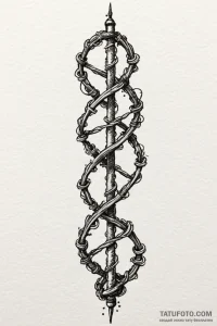 Dna helix intertwined with a strand of barbed... - эскиз тату (№1750745414_0, 24.06.2025 06:10) — Tatufoto.com