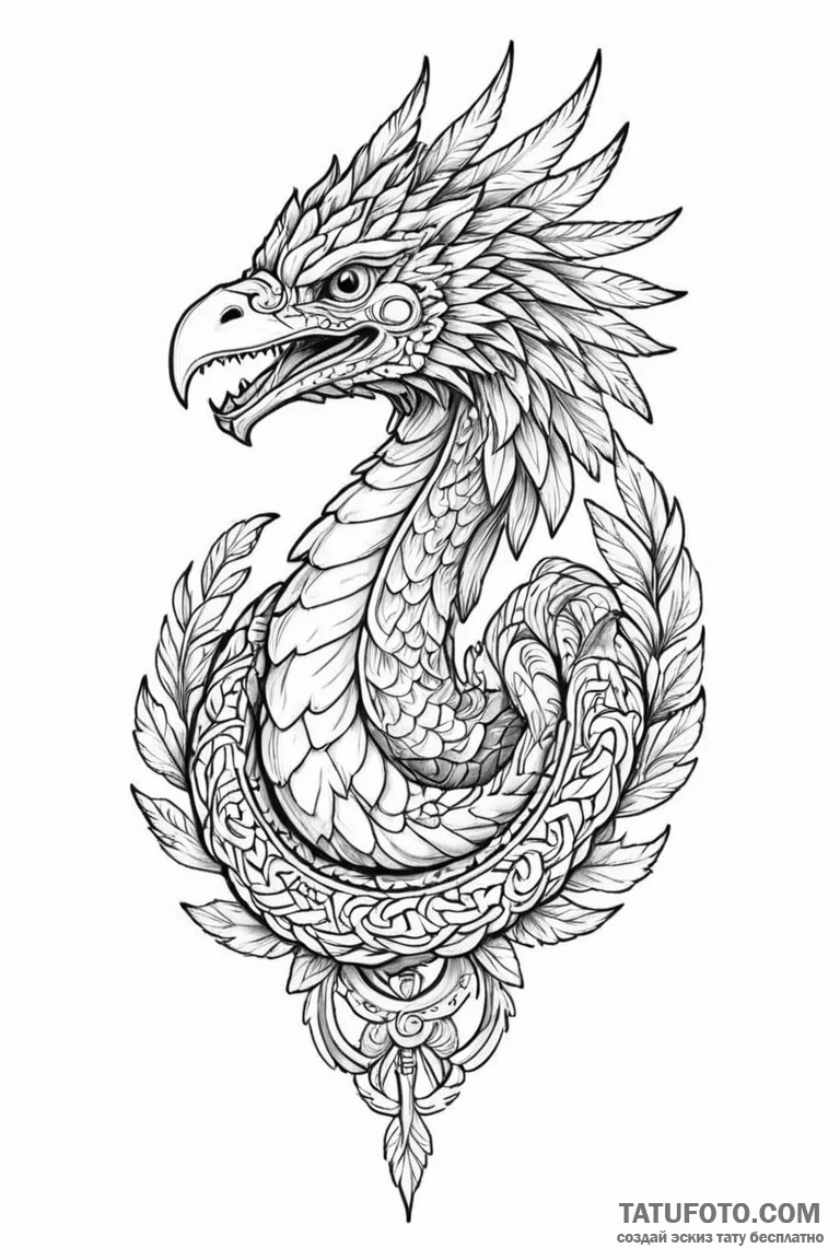 Quetzalcoatl - эскиз тату (№1750747198_1, 24.06.2025 06:39) — Tatufoto.com