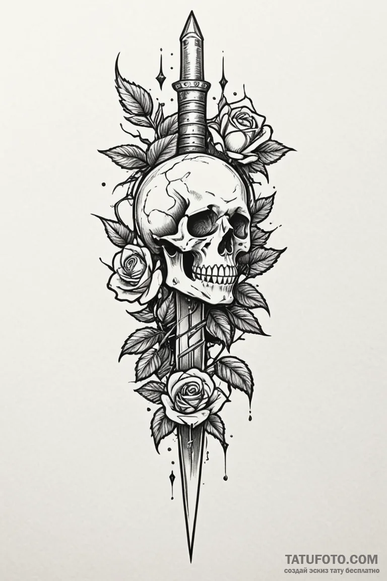 Dagger split by lightning, artistic tattoo sk... - эскиз тату (№1750750027_1, 24.06.2025 07:27) — Tatufoto.com