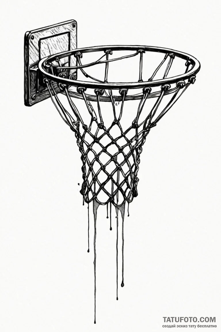A classic basketball hoop, athletic,, tattoo... - эскиз тату (№1750754265_0, 24.06.2025 08:37) — Tatufoto.com