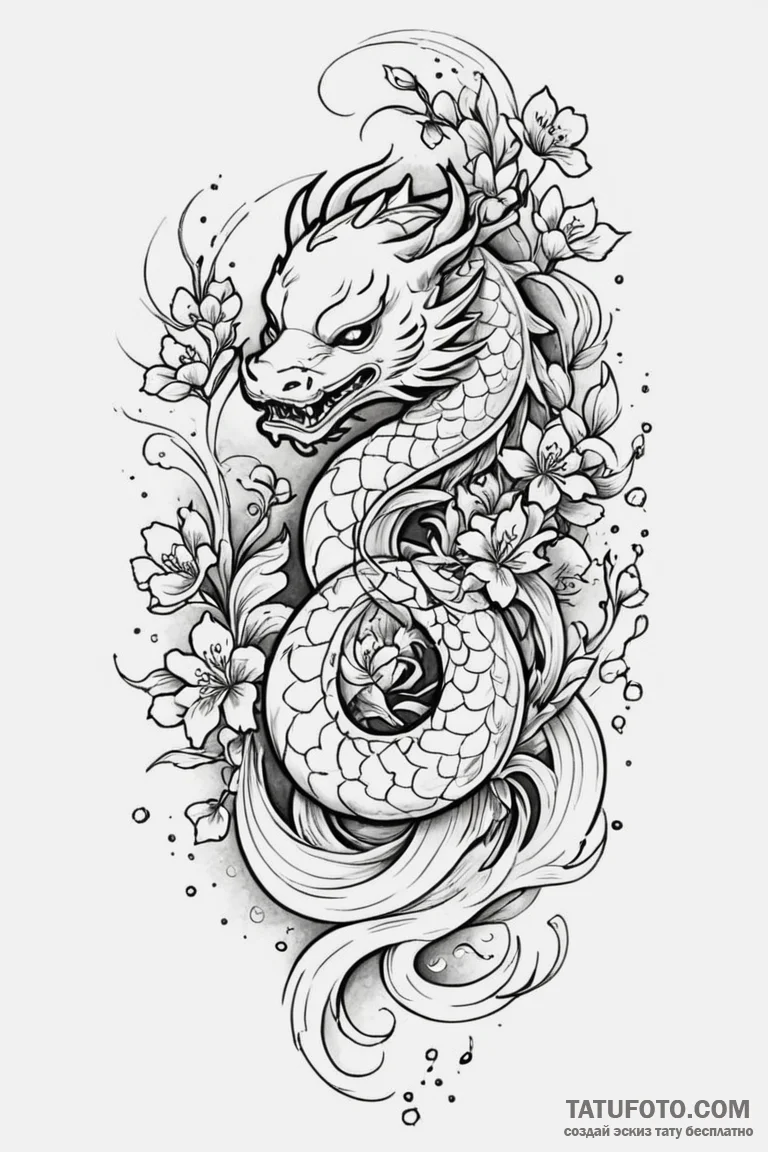 Ballerina, artistic tattoo sketch, irezumi ja... - эскиз тату (№1750759315_1, 24.06.2025 10:01) — Tatufoto.com