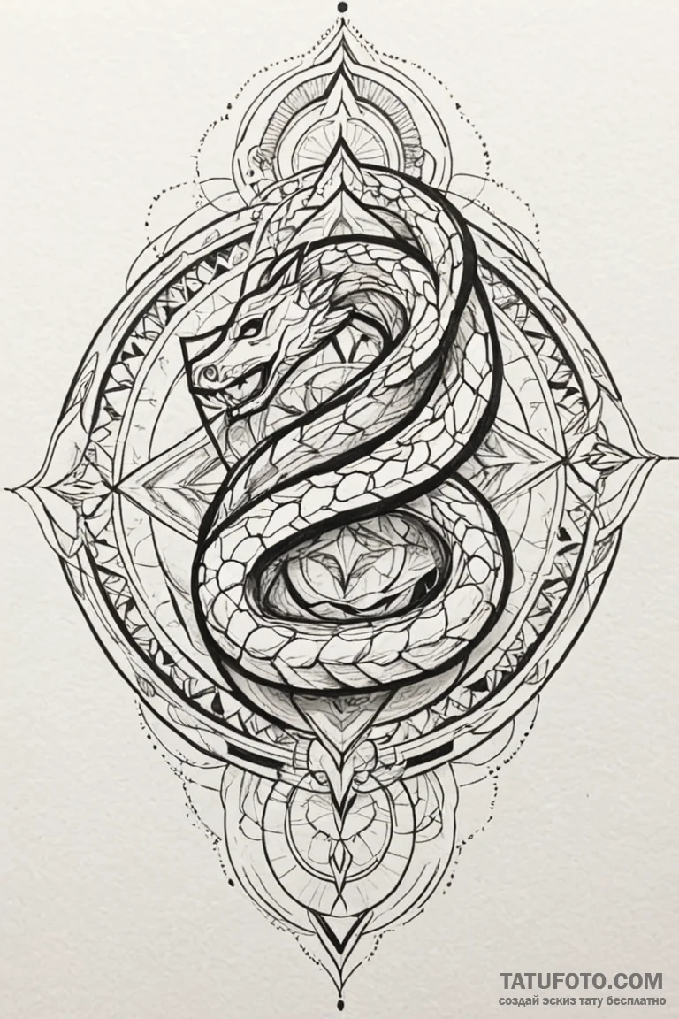 Frozen serpent devouring starlight, artistic... - эскиз тату (№1750761182_0, 24.06.2025 10:33) — Tatufoto.com