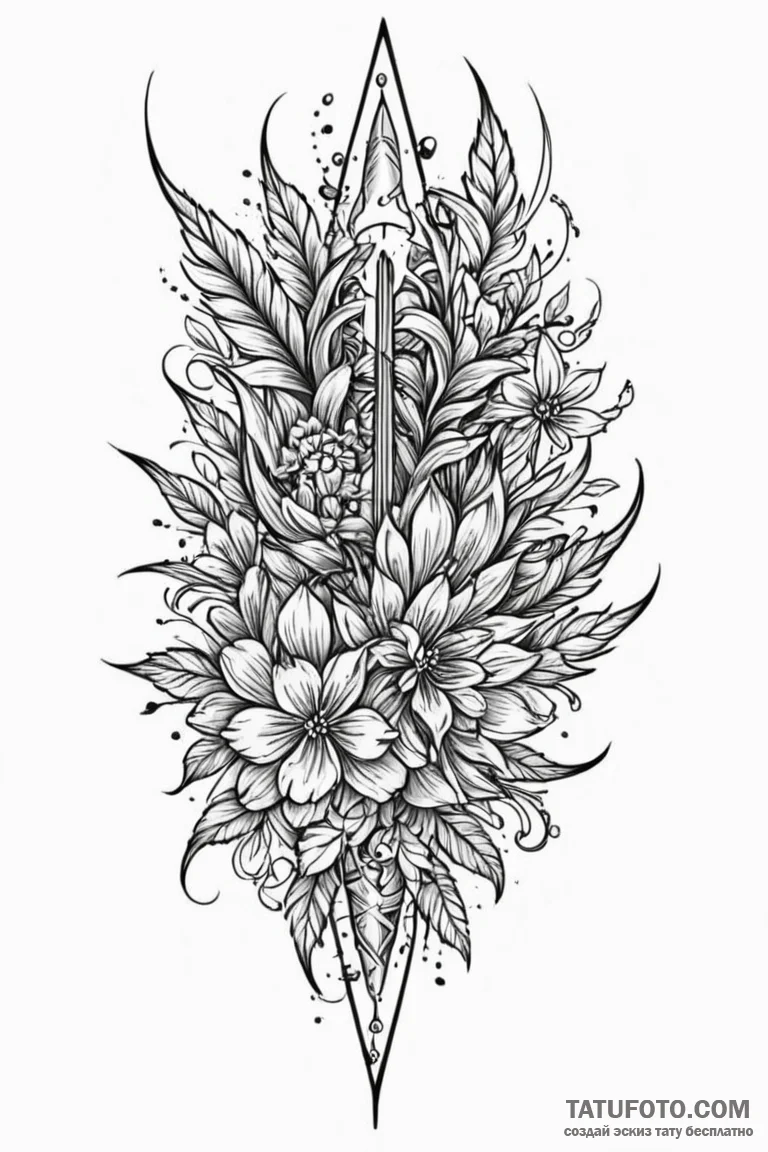 Pike blade through spectral bloom, concept ar... - эскиз тату (№1750764734_0, 24.06.2025 11:32) — Tatufoto.com