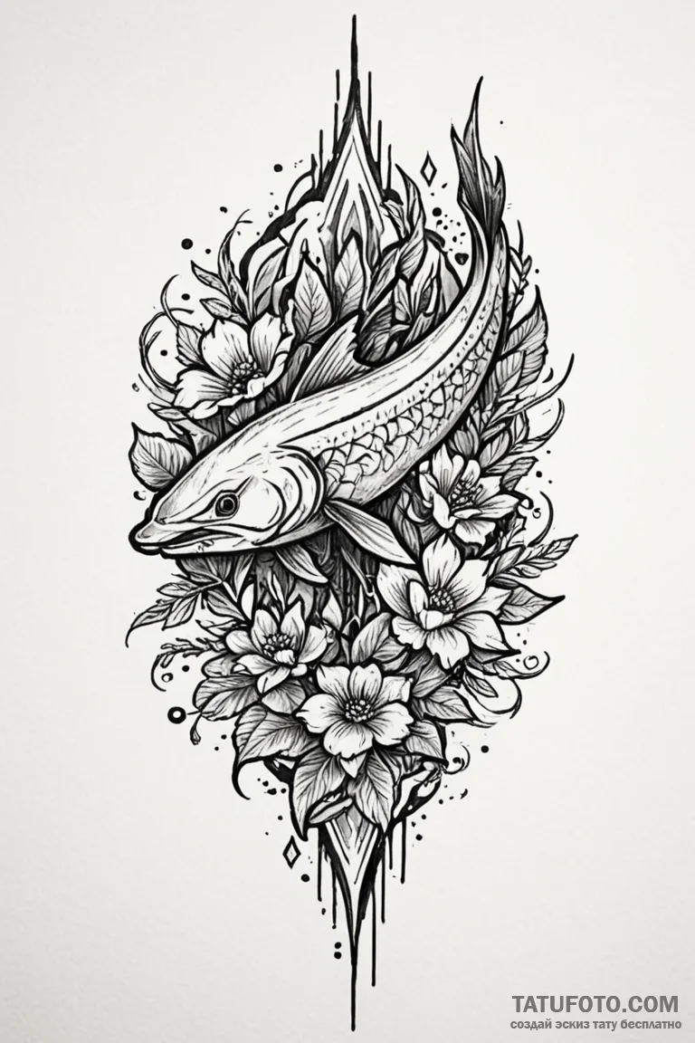 Pike blade through spectral bloom, concept ar... - эскиз тату (№1750764734_1, 24.06.2025 11:32) — Tatufoto.com