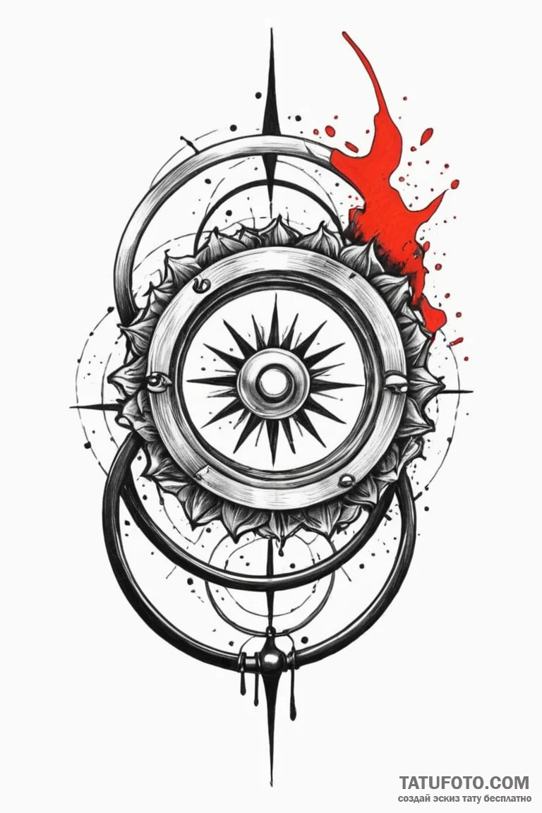 Ring blade spinning through void, tattoo flas... - эскиз тату (№1750766391_1, 24.06.2025 11:59) — Tatufoto.com