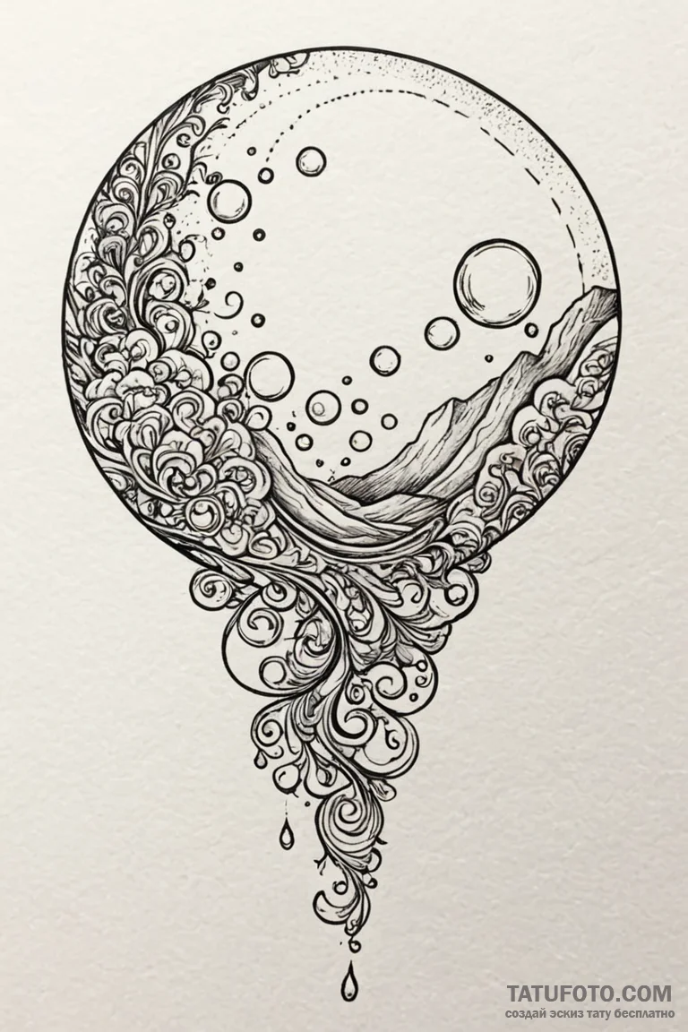 A whimsical bubble in soap, iridescent,, arti... - эскиз тату (№1750767339_0, 24.06.2025 12:15) — Tatufoto.com