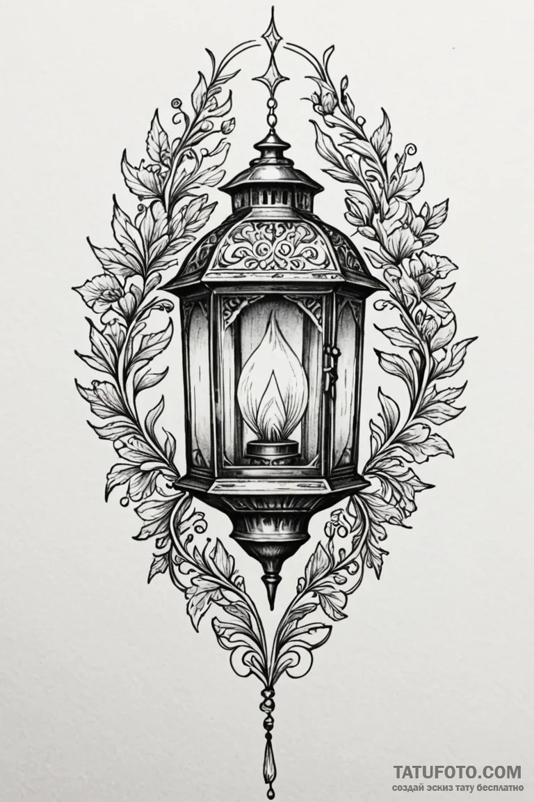 Plague lantern flickering in void, tattoo ske... - эскиз тату (№1750768341_1, 24.06.2025 12:32) — Tatufoto.com