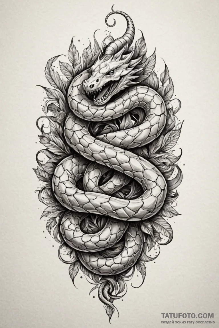 Glacial serpent crowned in bone, concept art... - эскиз тату (№1750769138_1, 24.06.2025 12:45) — Tatufoto.com