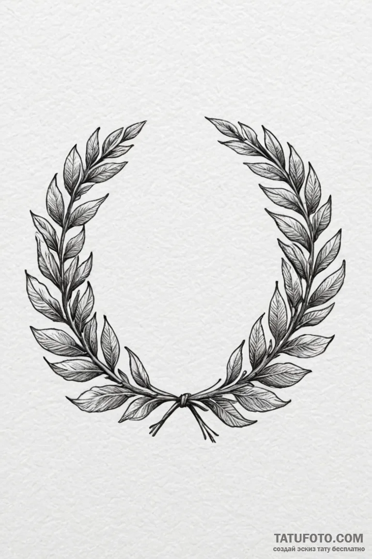 Laurel wreath, symbolizing victory and honor,... - эскиз тату (№1750769969_0, 24.06.2025 12:59) — Tatufoto.com