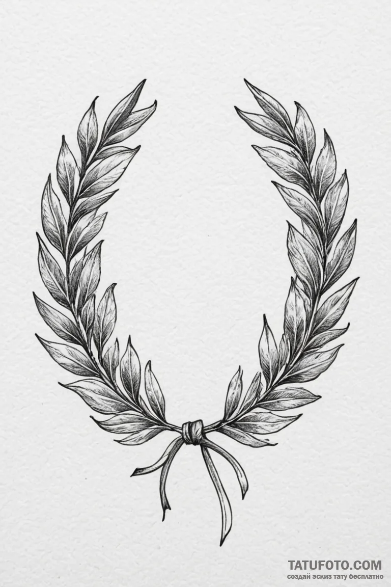 Laurel wreath, symbolizing victory and honor,... - эскиз тату (№1750769969_1, 24.06.2025 12:59) — Tatufoto.com