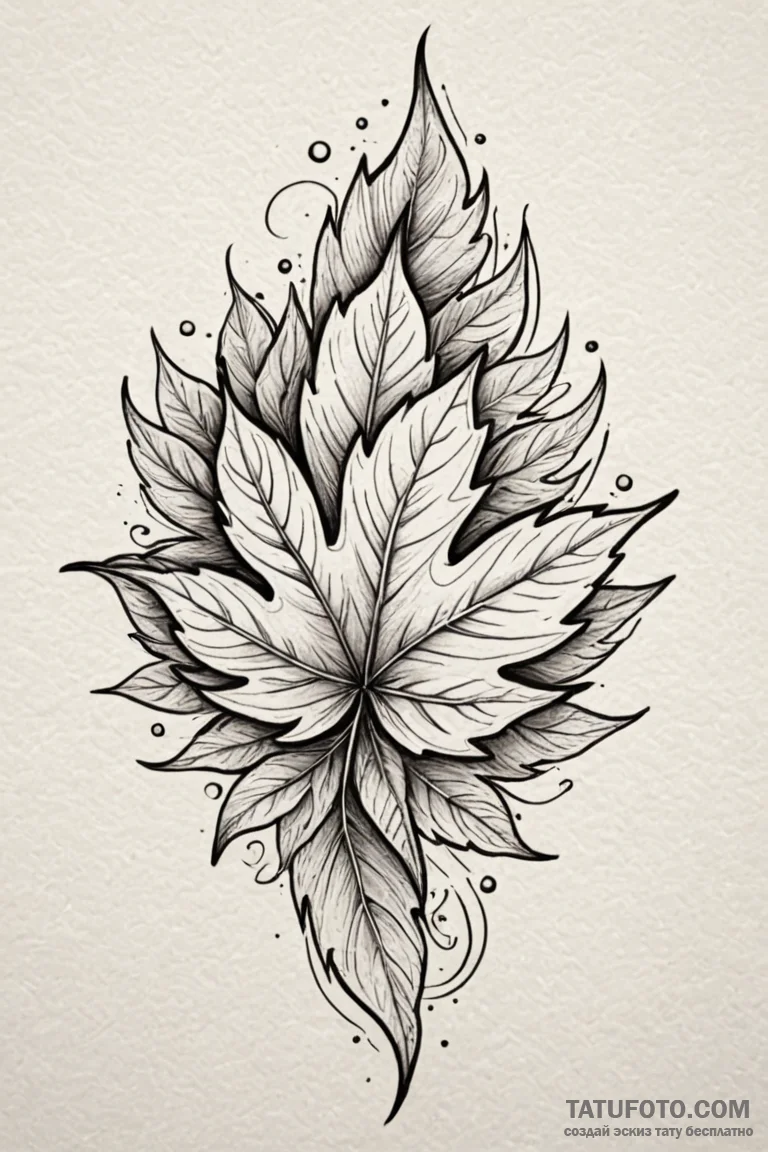A powerful burning leaves, autumn,, tattoo fl... - эскиз тату (№1750771123_0, 24.06.2025 13:18) — Tatufoto.com