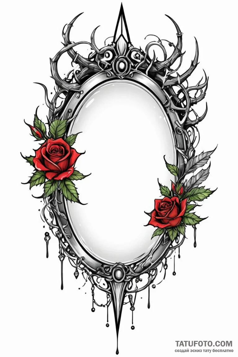 Thorn mirror swallowing reflection, tattoo fl... - эскиз тату (№1750771824_1, 24.06.2025 13:30) — Tatufoto.com